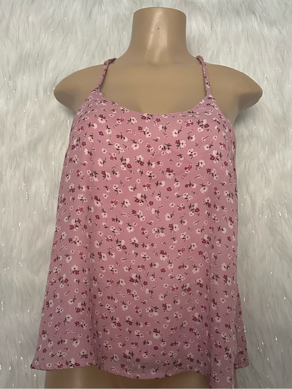 Floral Pink Spaghetti-Strap Cami Top